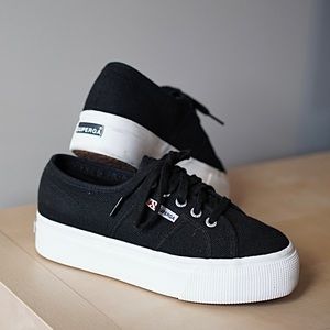 Superga Platform Sneaker Black & White 7.5
